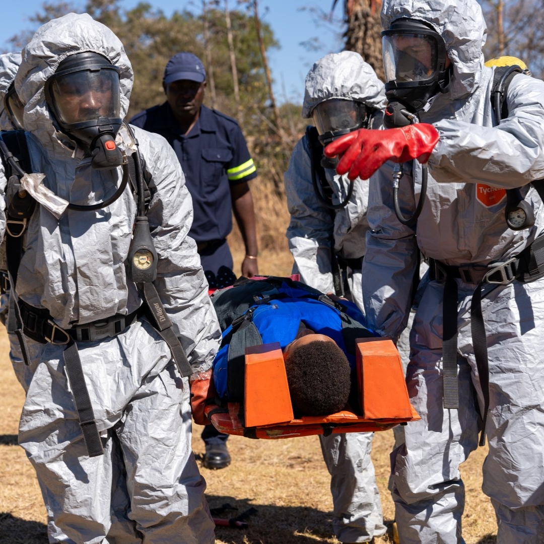 Hazmat operations training at the EMCARE fire academy